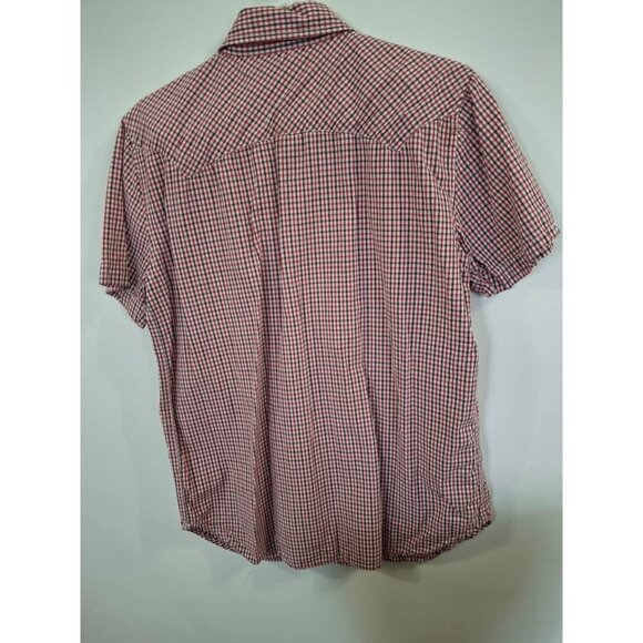 Levis Mens Red & White Checkered Short-Sleeve Western Shirt Medium Cotton - Picture 5 of 6